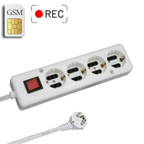 GSM Πολύμπριζο Κοριός με καταγραφή Ήχου 4 θέσεων με διακόπτη - Λευκό