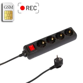 GSM Πολύμπριζο Κοριός με καταγραφή Ήχου 4 θέσεων με διακόπτη- Μαύρο