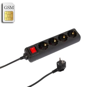 GSM Πολύμπριζο Κοριός 4 θέσεων με διακόπτη - Μαύρο