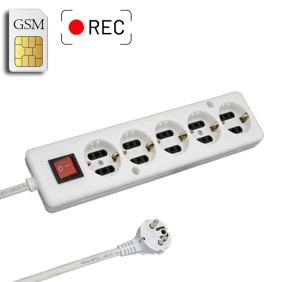 GSM Πολύμπριζο Κοριός με καταγραφή Ήχου 5 θέσεων με διακόπτη - Λευκό