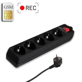 GSM Πολύμπριζο Κοριός με καταγραφή Ήχου 5 θέσεων με διακόπτη - Μαύρο